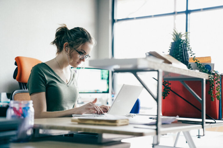 Woman working on computer
