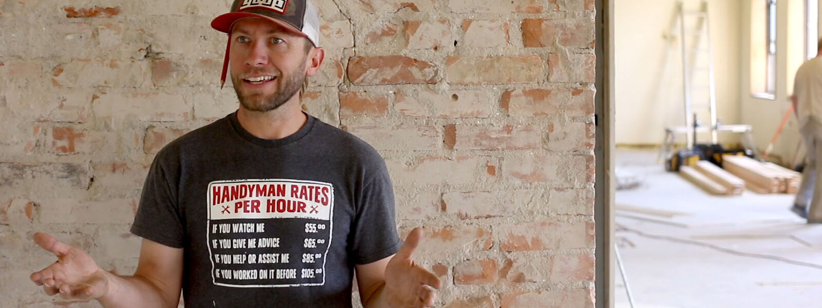 Man building a house